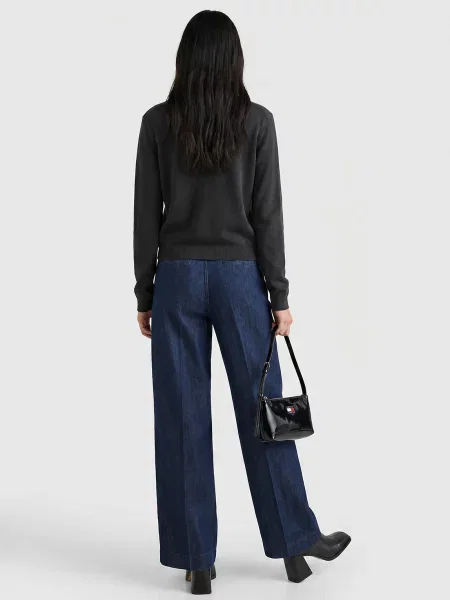 Tommy Jeans Sveter ESSENTIAL čierna modrá