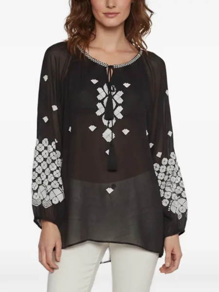 Lung bluză Cavalli Class cu broderie negru