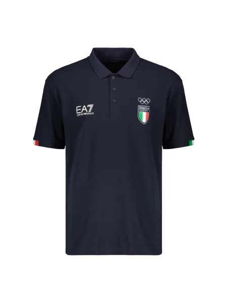 Koszula z krótkim rękawem Emporio Armani Ea7 z krótkim rękawem z logo niebieska