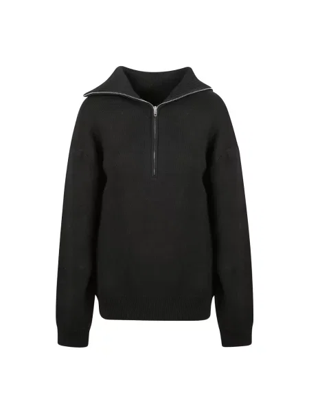 Lniany sweter Balenciaga czarny