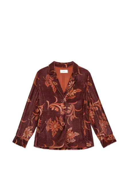 Sacou Maliparmi de catifea cu model floral cu imagine maro