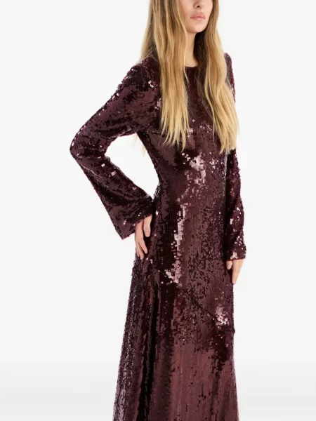 Rochie maxi Rotate Birger Christensen cu paiete de costum maro