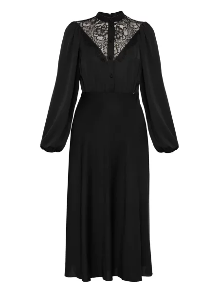 Rochie midi Nissa din dantelă până la genunchi de costum negru