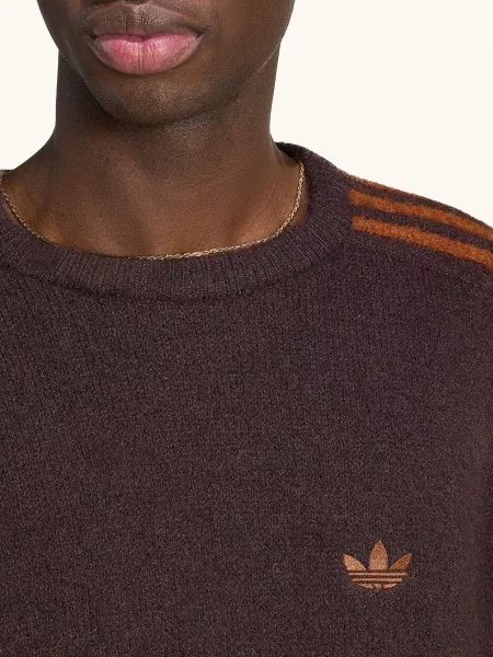 Adidas Originals Svetry Se 3 Pruhy tmavě hnědá
