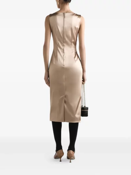 Plisuota midi suknelė Dolce & Gabbana satino iki kelių