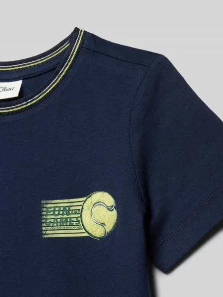 Męski t-shirt o kroju regular fit z czystej bawełny S.oliver Red Label granatowa