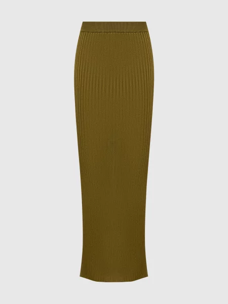 Спідниця кольору хакі в рубчик Balmain