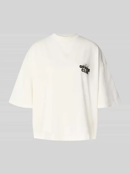 T-shirt o kroju krótkim oversized z nadrukiem z logo Karo Kauer biała