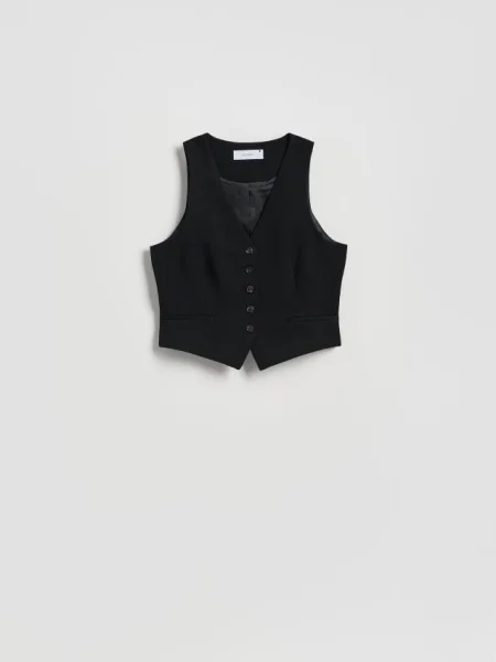 Reserved Garniturowa kamizelka z wiskozą czarny