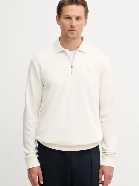 U.S. Polo Assn. hanorac pentru bărbați din LB Sweat Zip bej