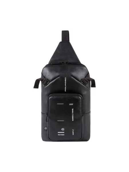 Torba crossbody Piquadro skórzana czarna
