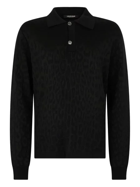Polo Roberto Cavalli cu imagine cu model leopard negru