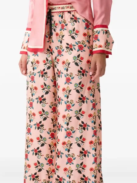 Pantaloni Camilla cu model floral cu imagine roz