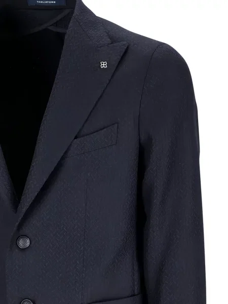 Яке Tagliatore с десен рибена кост синьо