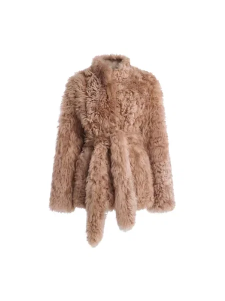 Kurtka skórzana Nour Hammour beżowa