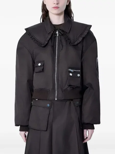 Geacă Ganni cu volane maro