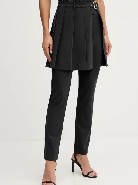 Sisley pantaloni drept high waist gri