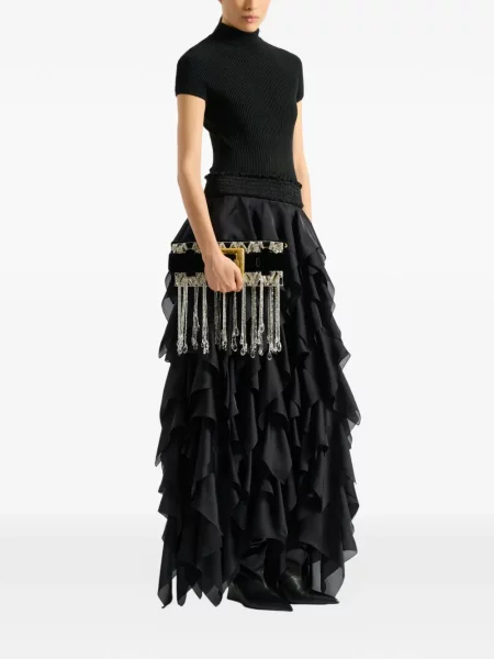 Geantă plic Balmain de catifea negru