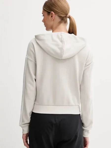Adidas bluză Essentials cu glugă uni bej