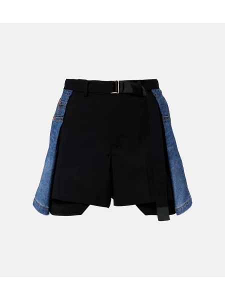 Pantaloni scurți din denim Sacai albastru