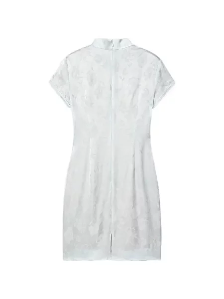 Rochie mini Shanghai Tang cu model floral din jacard albastru
