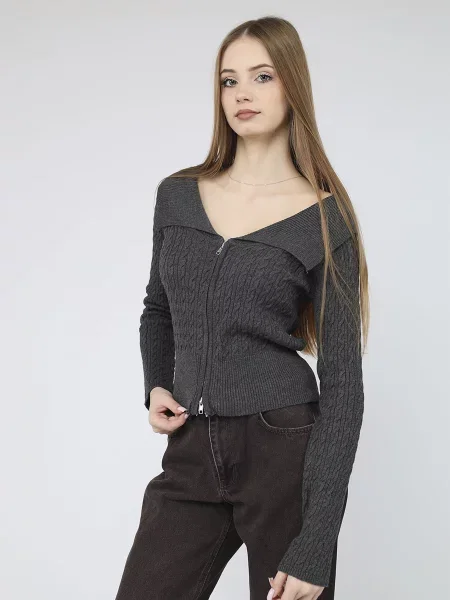 Кардиган YUKI темно-сірий бавовна/акрил сірий