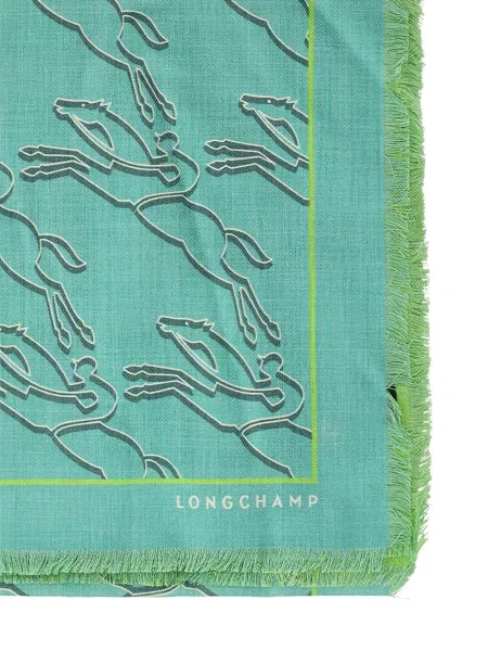 Fular Longchamp cu franjuri verde