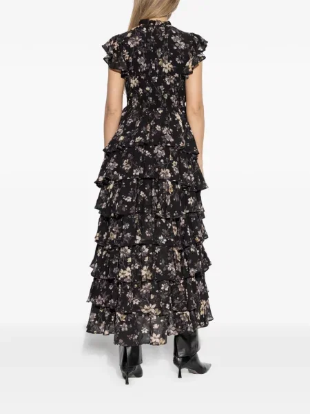 Rochie midi Allsaints cu model floral cu imagine până la genunchi negru