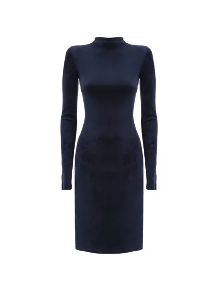 Dugo midi haljina Mm6 Maison Margiela od samta plava