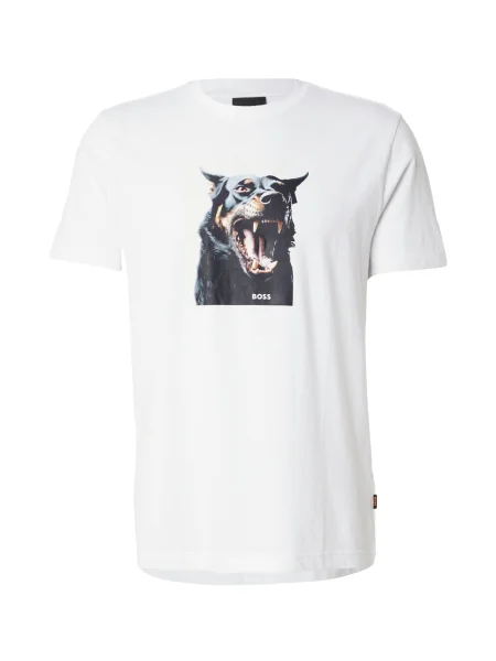 BOSS Tričko Dobermann sivá / ružová / čierna biela