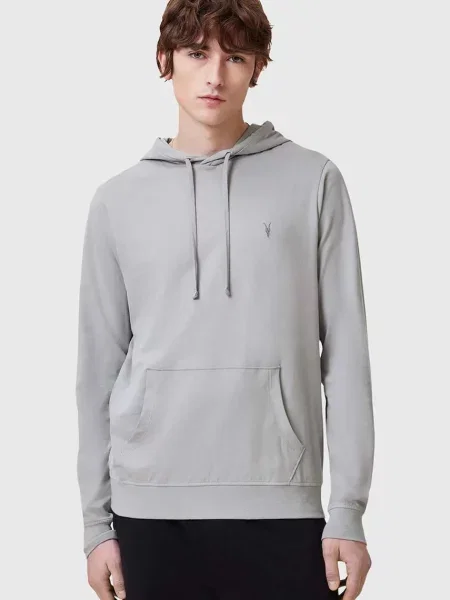 Суичър с качулка Allsaints с качулка сиво