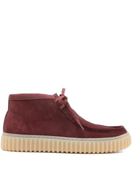 Botine Clarks Originals cu șireturi din piele roșu