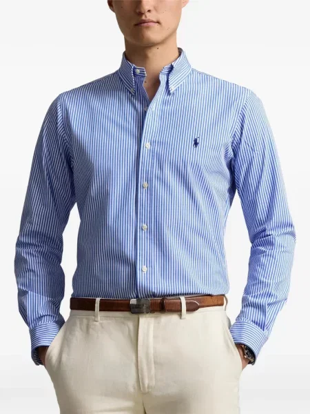 Λινό ριγέ polo Polo Ralph Lauren με κέντημα πράσινο