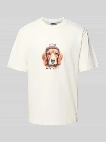 T-shirt z nadrukiem z logo Review biała