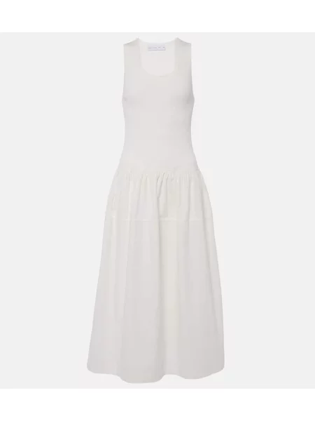 Rochie midi Proenza Schouler până la genunchi din poplin de costum alb