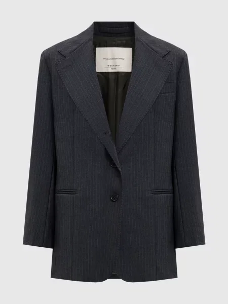 Жакет EDMEA з вовни в смужку Max Mara Weekend сірий