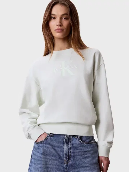 Махровий світшот Calvin Klein Jeans м'ятного кольору