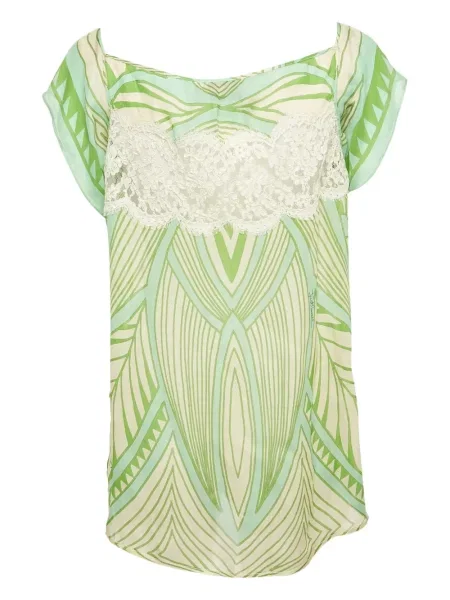 Top Just Cavalli de mătase verde