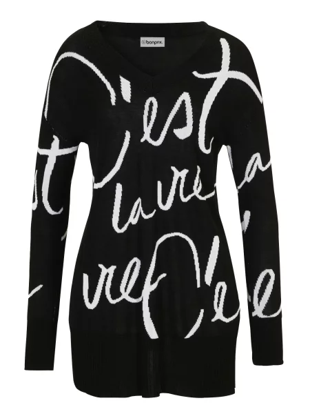 Bonprix Pulover negru alb
