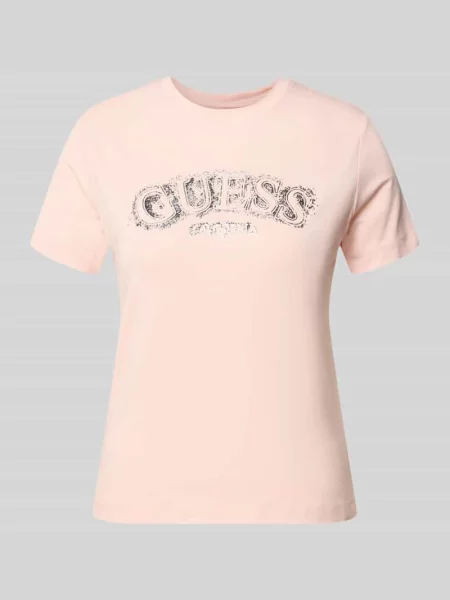 T-shirt z mieszanki i elastanu z logo Guess Activewear różowa