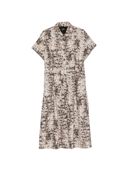Cu centură rochie midi Pinko cu model piele de șarpe