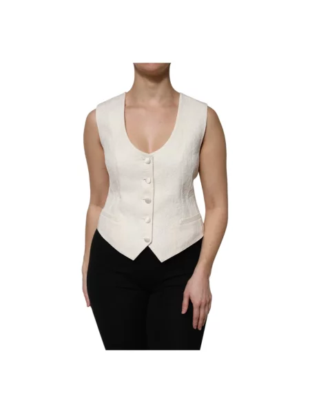 Kamizelka puchowa Dolce And Gabbana bez rękawów biała