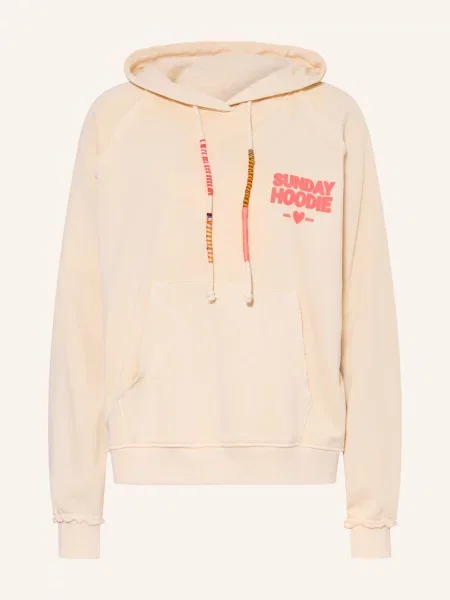 Grace Mikina S Kapucí Sunday Hoodie krémová / neonově růžová