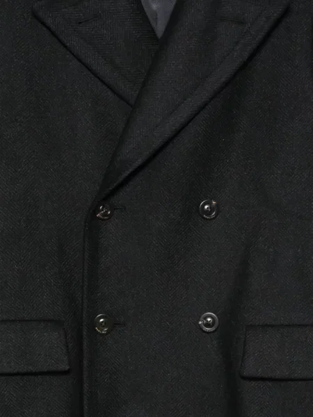 Palton Boglioli cu model herringbone cu două rânduri de nasturi negru