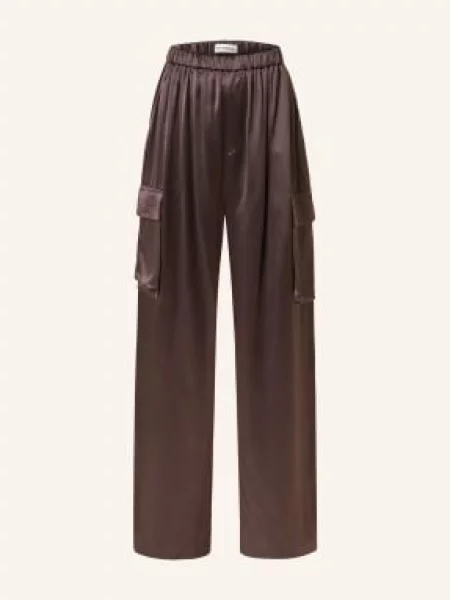 The Frankie Shop Spodnie Cargo Delny Z Satyny braun