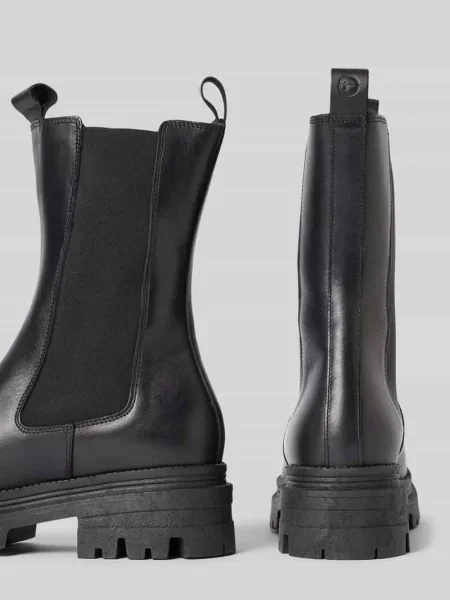 Buty chelsea z naturalnej skóry ze skóry bydlęcej Tamaris czarne