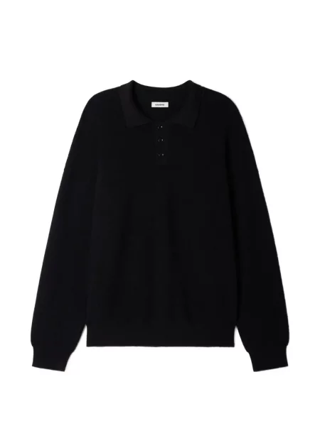 Tricou polo Sandro din lână alpaca negru