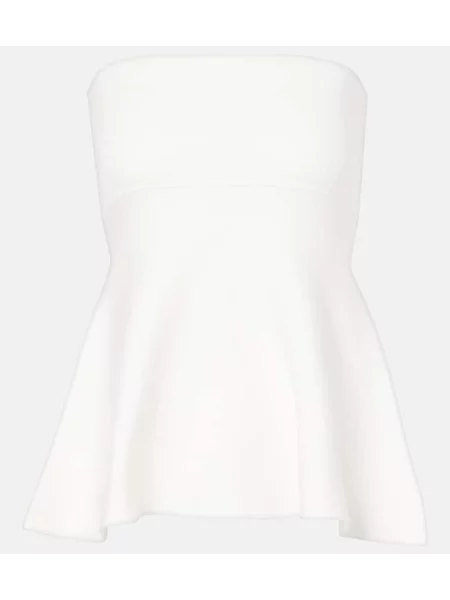 Cu peplum top The Frankie Shop tricotate alb