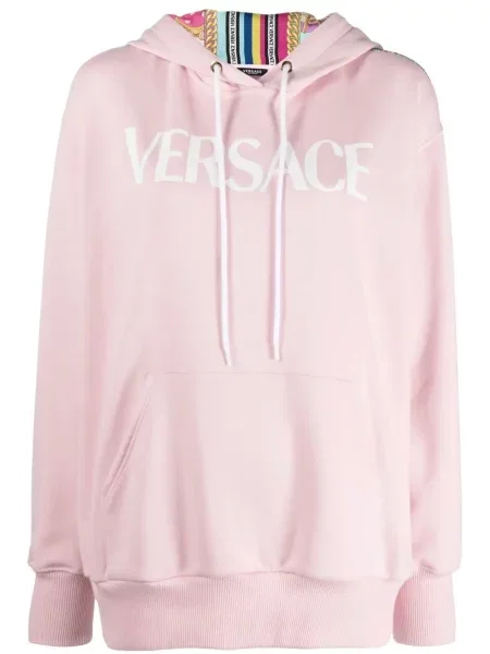 Bluza z kapturem Versace z kapturem z nadrukiem różowa