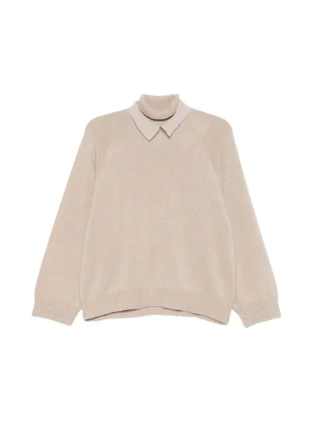 Sweter z golfem Brunello Cucinelli z kaszmiru do golfa beżowy